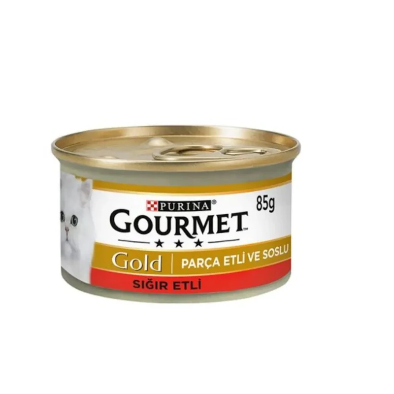 Gourmet Gold Soslu Parça Sığır Etli 85 gr 24'lü Yetişkin Konserve Kedi Maması