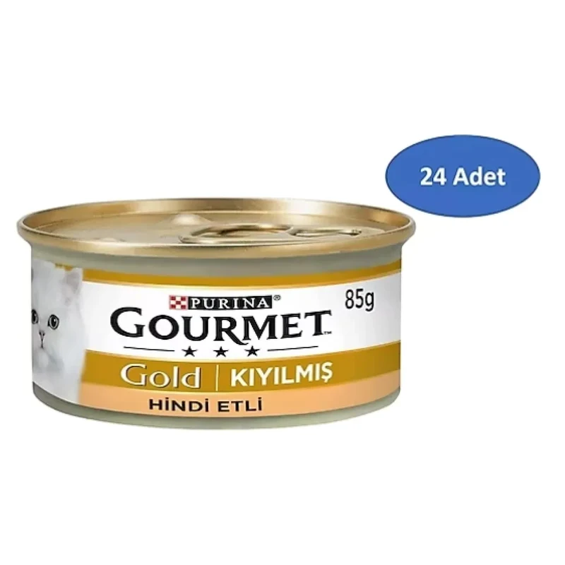 Gourmet Kıyılmış Hindili 85 gr 24'lü Yetişkin Konserve Kedi Maması