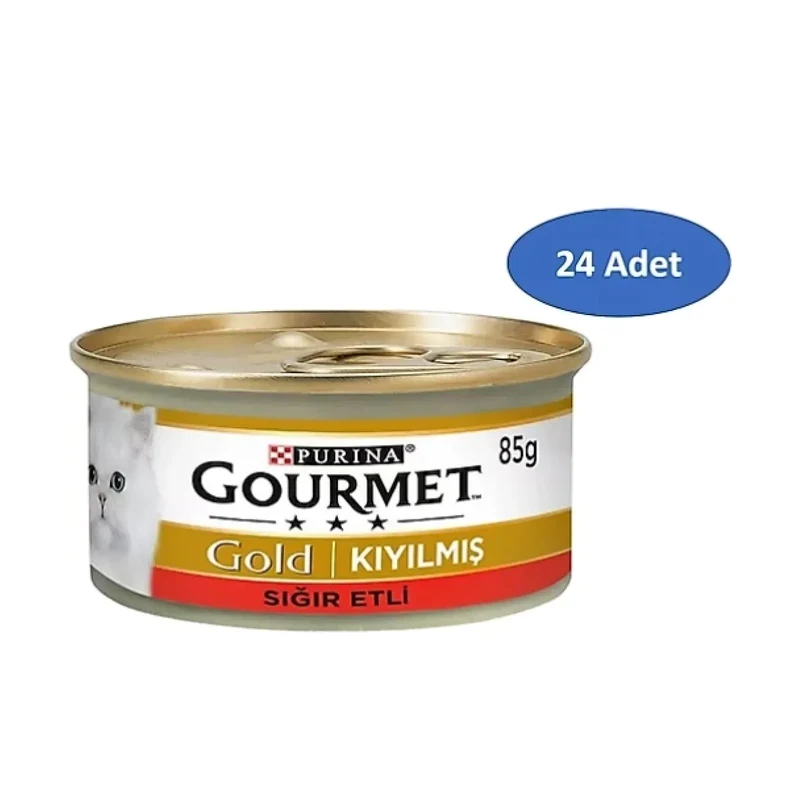 Gourmet Kıyılmış Sığır Etli 85 gr 24'lü Yetişkin Konserve Kedi Maması