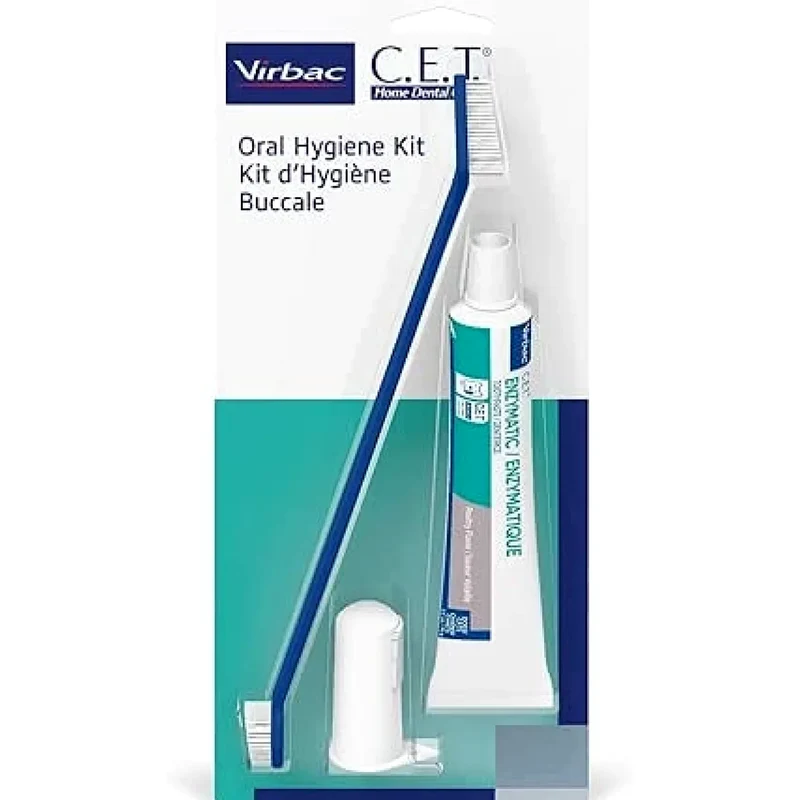 Virbac Dentifrice  Köpekler ve Kediler için Enzymatic Diş Macunu - Diş Fırçası ve Parmak Fırçası Kiti 70 g